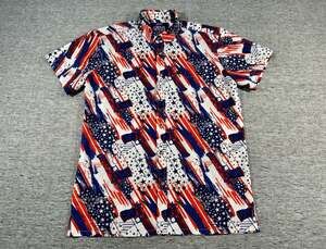Retro Rifle Eagles Deagle Shirt Mens Large Short Sleeve Stretch USA Button-Up
